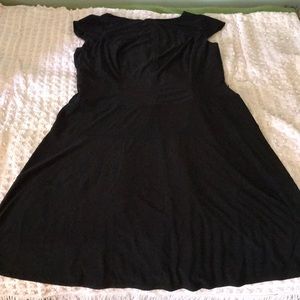 Ann Klein 16W Black A-Line Drop Waist Dress